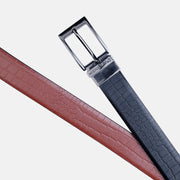GLOSSY BLACK PLAIN BUCKLE CROCO LIGHT BROWN & BLACK BELT